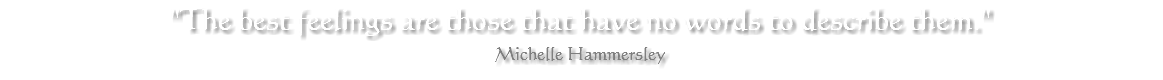 "The best feelings are those that have no words to describe them." Michelle Hammersley 